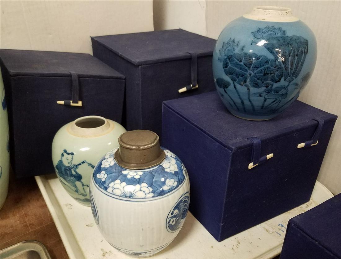 TRAY 3 LATE CHING TEA CADDIES, 5.5", 5", 4.5", W/ BXS (1 of 9)