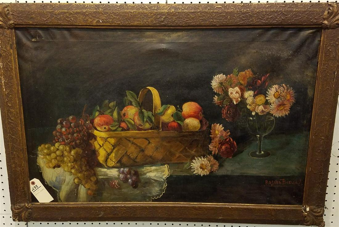 FRAMED O/C STILL LIFE, SGND. ROSINA BIELLE, 23" X 36" (1 of 3)