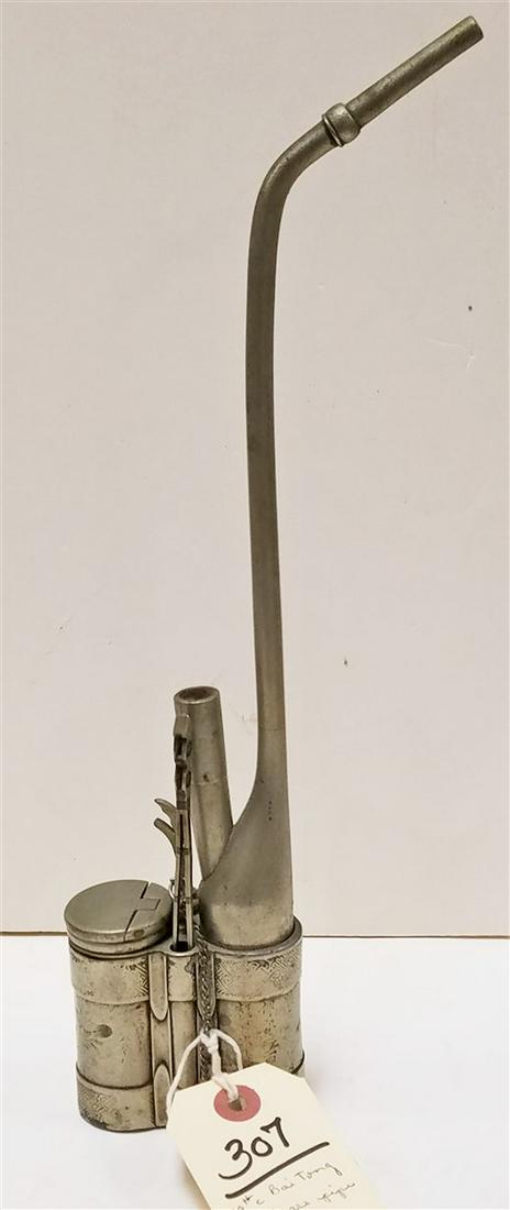 19th c. BAI TONG WHITE BRASS PIPE (1 of 2)