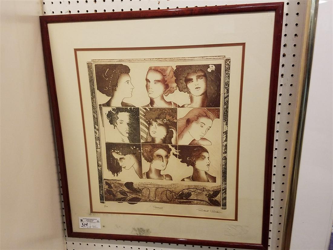 FRAMED #'D ETCHING. "PORTRAIT", PENCIL SGND, ROBERT (1 of 3)