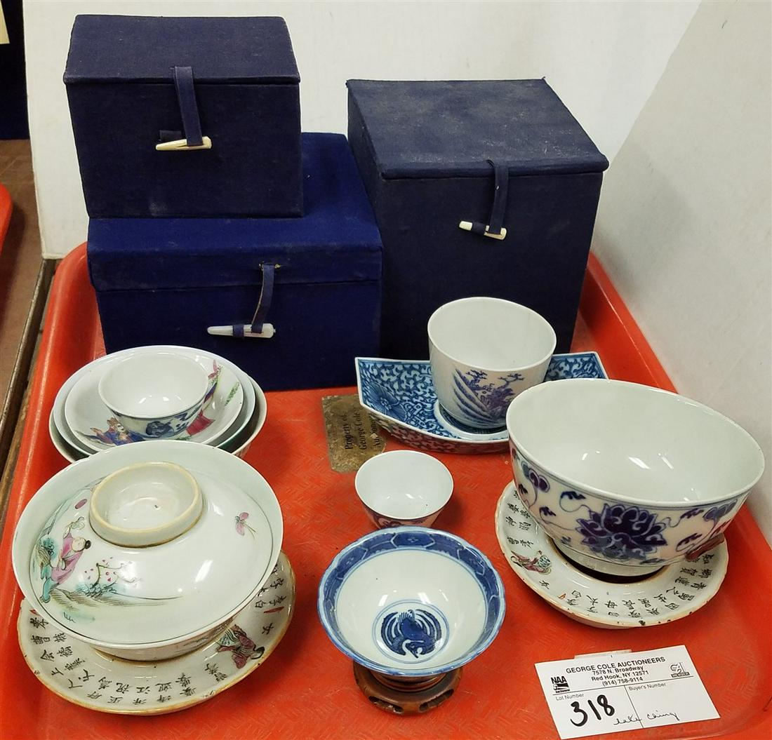 TRAY LATE CHING TEA + WHISKEY BOWLS, W/ BXS (1 of 7)