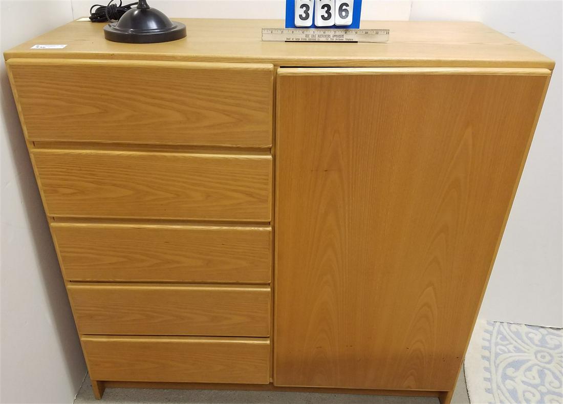 DENMARK OAK WARDROBE, 45.5"H X 4'W X 20"D (1 of 3)