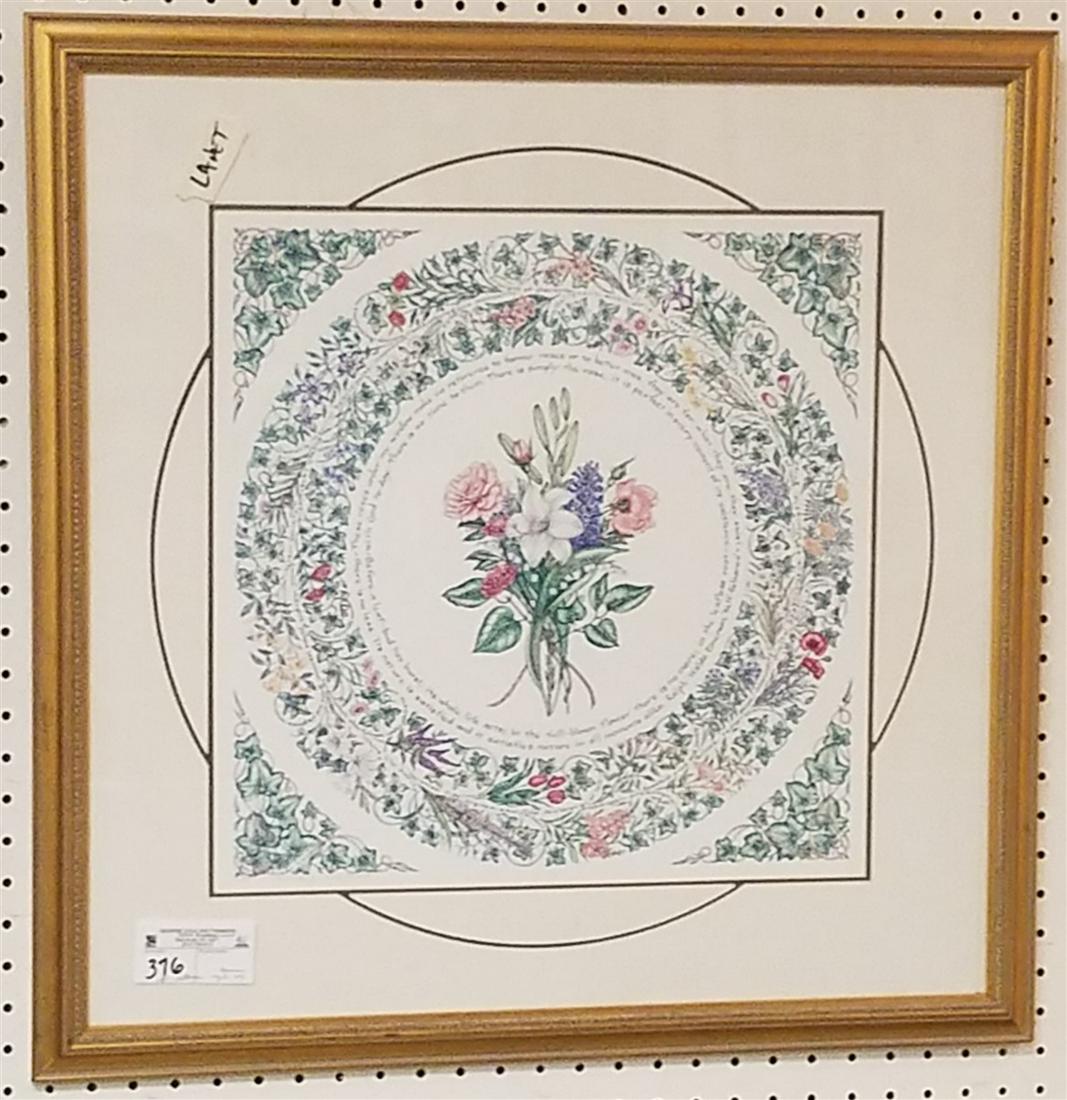 PR. FRAMED #'D 2 LITHOS, "LANGUAGE OF FLOWERS", PENCIL (1 of 3)