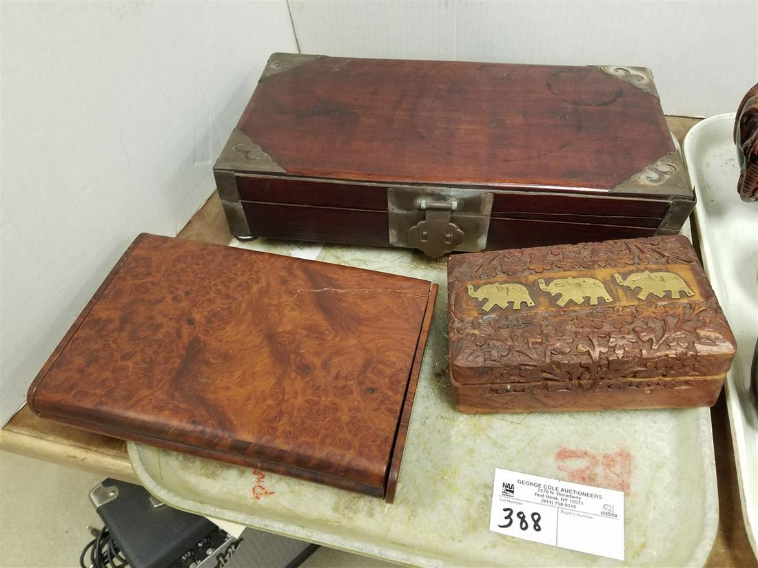 TRAY CHINESE + BURMESE WOODEN BXS, INCL. 19th c. BRUSH: TRAY CHINESE + BURMESE WOODEN BXS, INCL. 19th c. BRUSH BOX