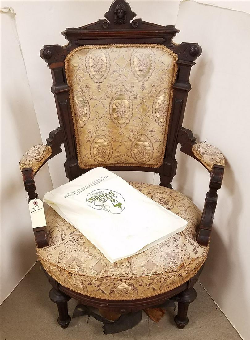 VICT WALNUT CHAIR & IRISH LINEN TABLE CLOTH (1 of 2)