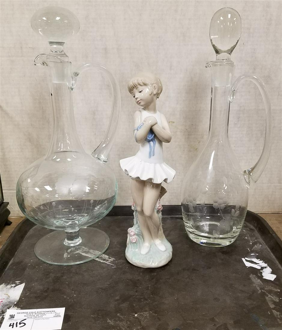 TRAY W/ NAO BALLERINA FIGURINE, 11.5" + 2 EWERS: TRAY W/ NAO BALLERINA FIGURINE, 11.5" + 2 EWERS