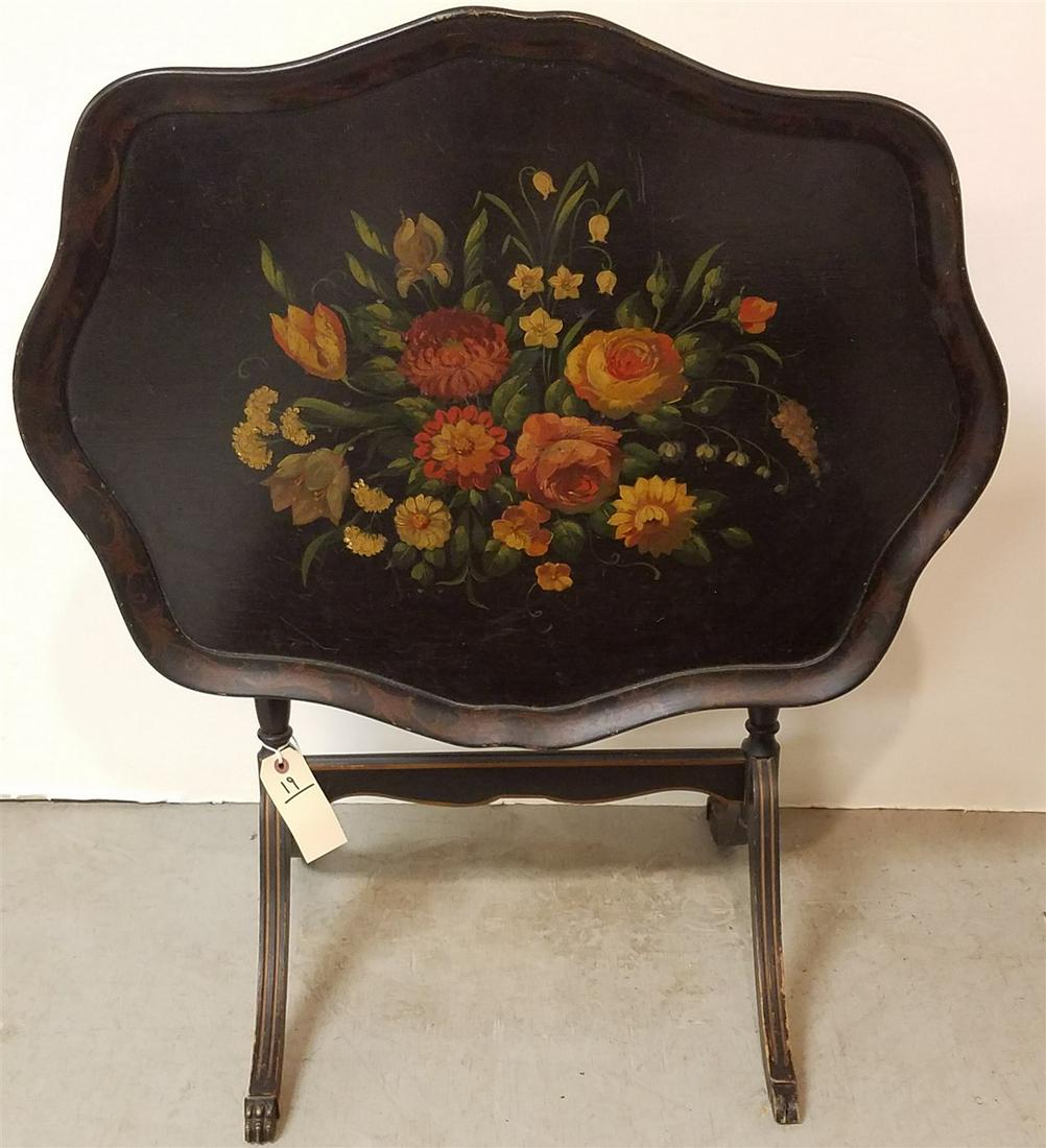 EBONIZED + PTD. FOLDING TRAY TABLE, 22.5"H X 28.5"W X (1 of 4)
