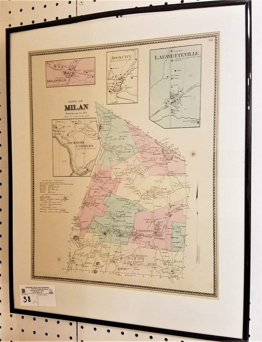 FRAMED 19th c. MAP-TOWN OF MILAN, 16" X 12.5" (1 of 1)