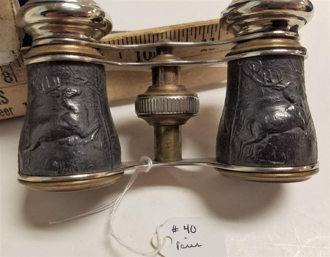 PARIS OPERA GLASSES W/ METAL RELIEF, DEER+DOGS: PARIS OPERA GLASSES W/ METAL RELIEF, DEER+DOGS