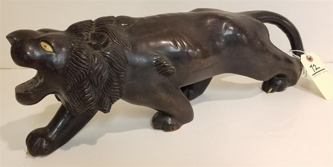 CARVED EBONY LION: CARVED EBONY LION