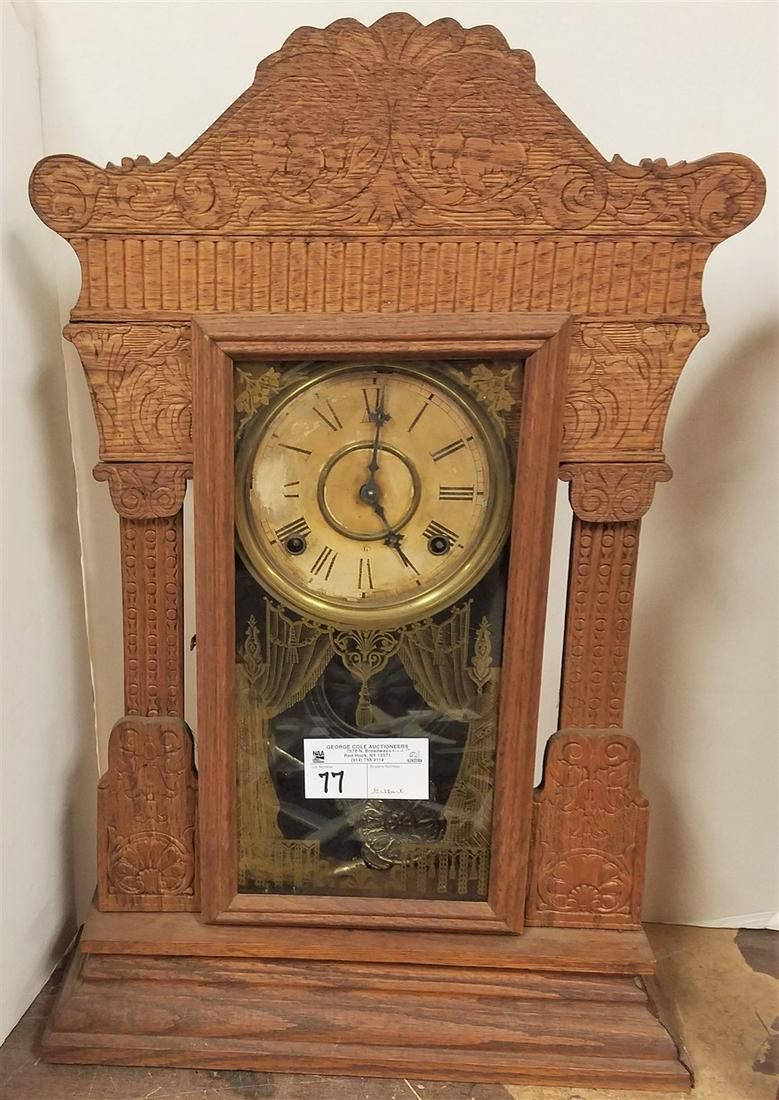 GILBERT OAK KITCHEN CLOCK, 23"H X 15"W X 5"D (1 of 4)