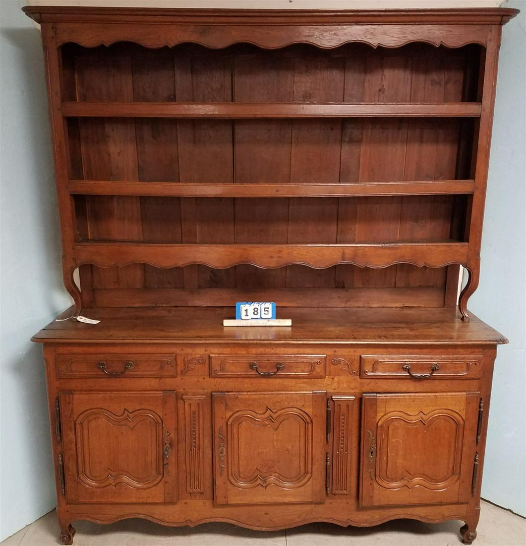 18th c. COUNTRY FRENCH OAK HUTCH, 7'5"H X 6'5"W X (1 of 2)