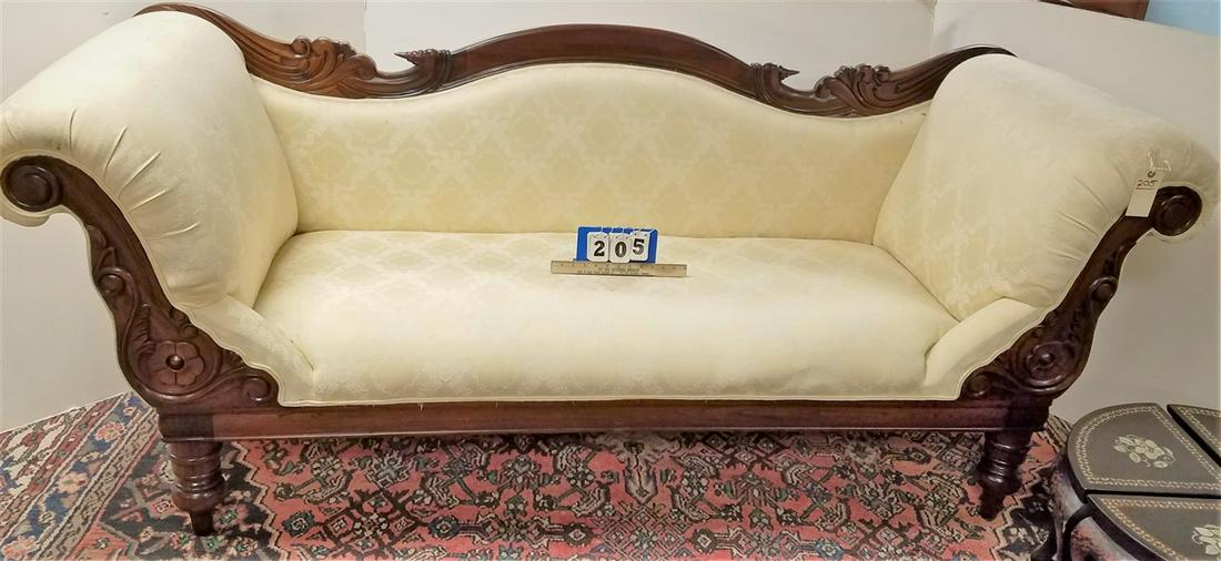 CARVED MAHOG. FRAME UPHOLS. SOFA, 7'3" (1 of 5)