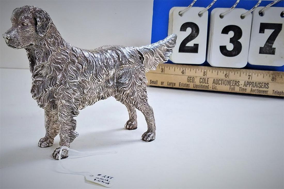 ENGLISH STERLING DOG FIGURINE, 8.63 OZT. 2.5", 4.5" X (1 of 3)
