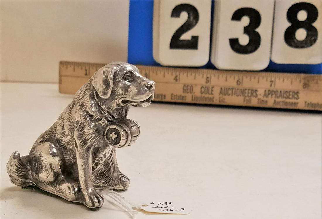 STERLING DOG FIGURINE, 2.5", 1.36 OZT (1 of 2)