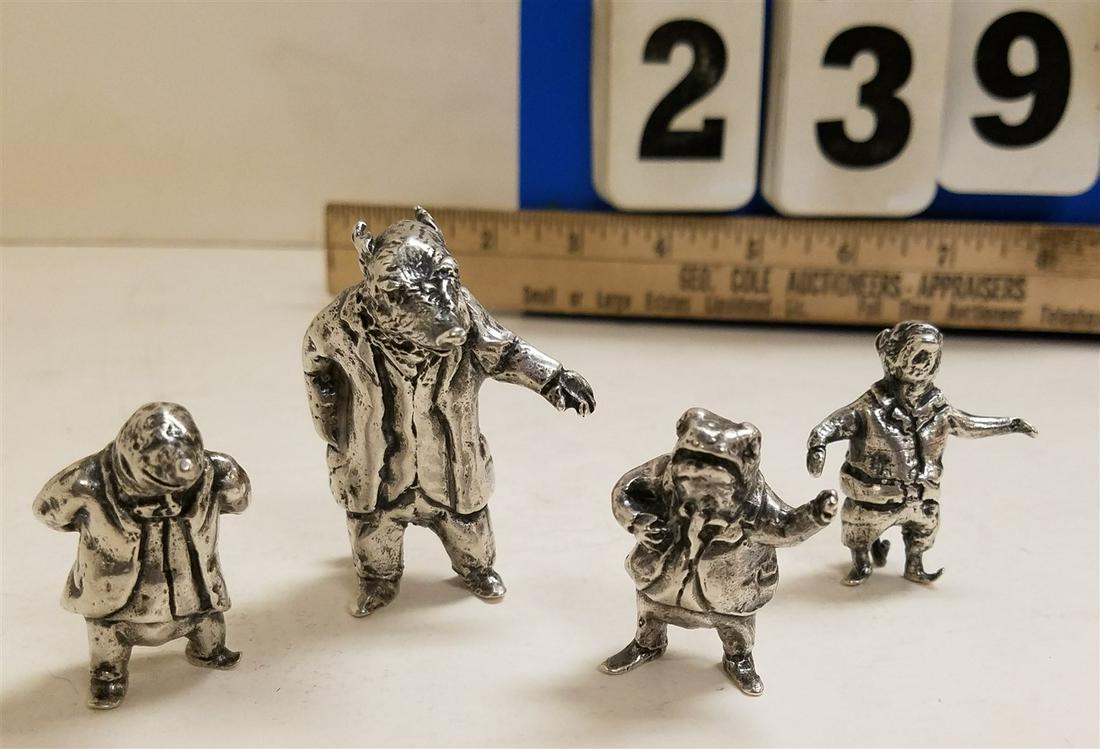 4PC. STERLING FAMILY-2MOLES, FROG, + BEAR, 9.80 OZT,: 4PC. STERLING FAMILY-2MOLES, FROG, + BEAR, 9.80 OZT, 1-2.25", 3-2.5"