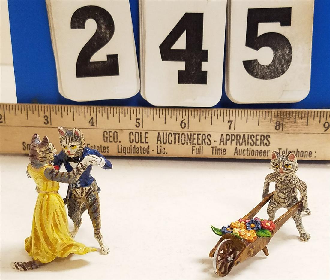 LOT 2 COLD PTD. VIENNA BRONZE CATS, 2"H X 1.5"H X 3"W (1 of 1)