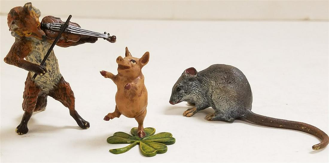LOT 3 COLD PTD. VIENNA BRONZES, FOX 2.25", MOUSE 1"H X (1 of 2)