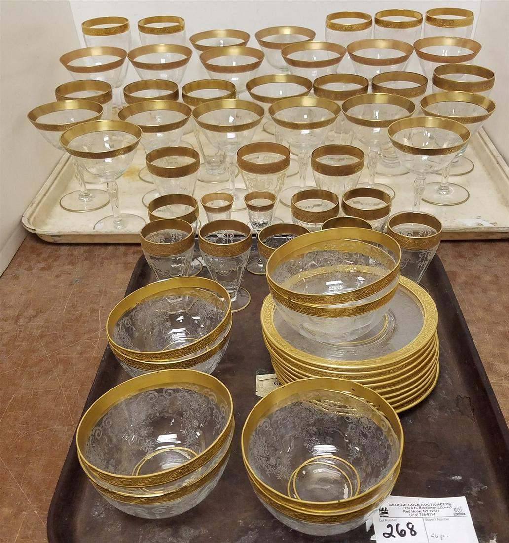TRAY 41PC. GILT RIM STEMWARE + 8 GOLD RIMMED BERRY (1 of 9)