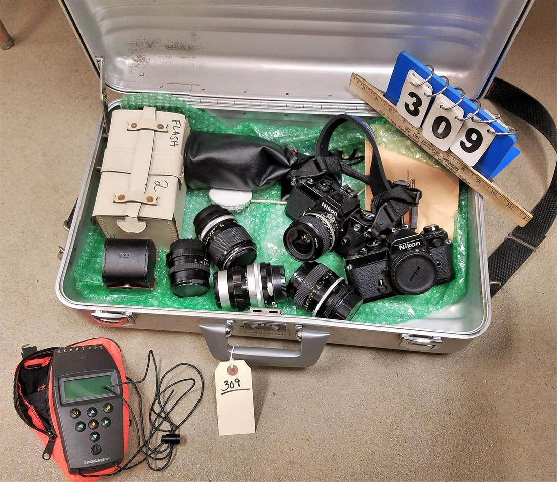 CASE W/ 2 NIKON CAMERAS, LENSES, ETC. (1 of 5)