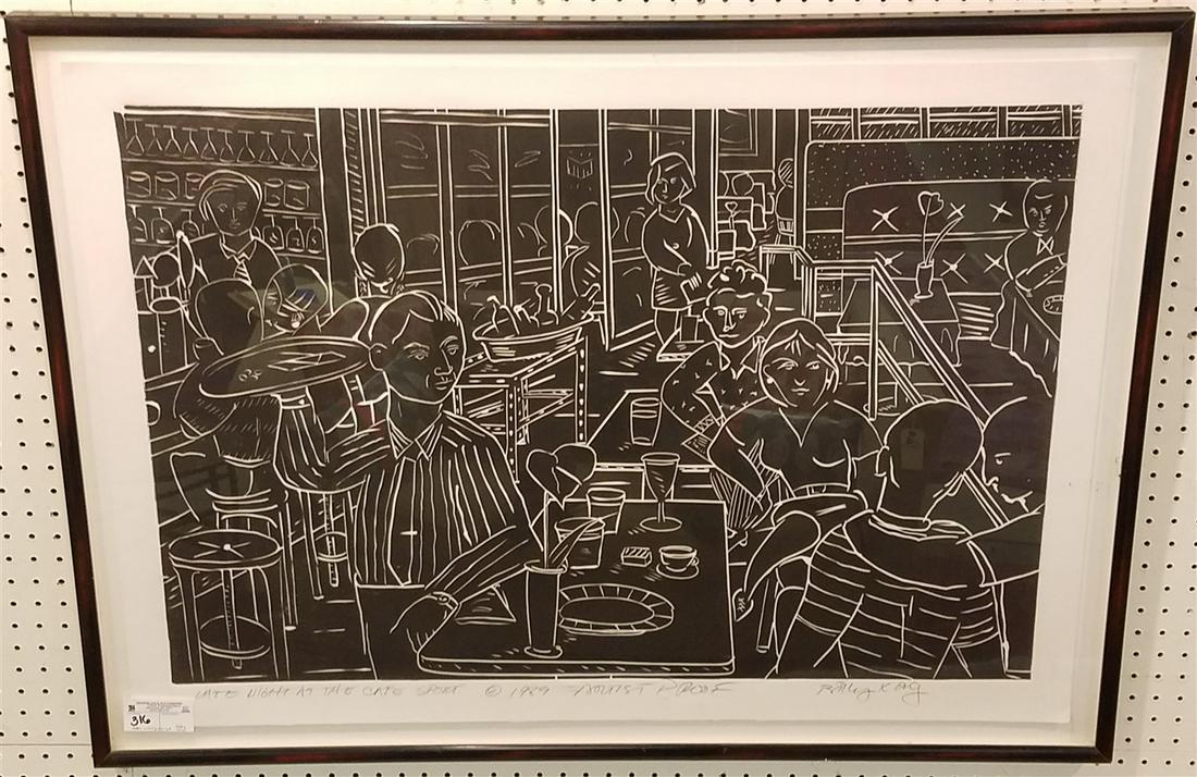 FRAMED LITHO ARTIST PROOF"LATE NIGHT AT THE CAFE SPORT" (1 of 3)