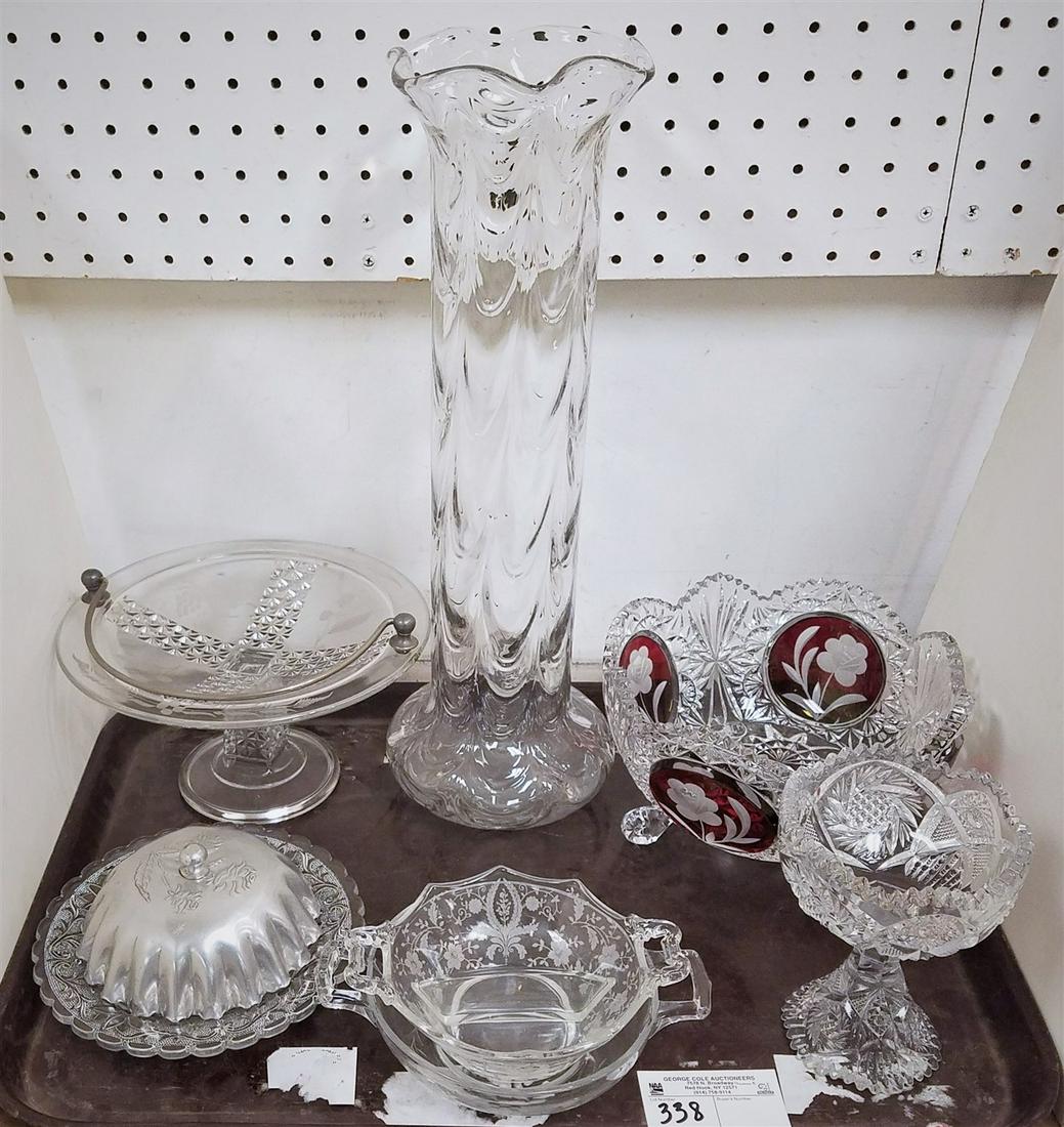 TRAY PRESSED GLASS VASE, COMPOTE, BOWLS, ETC. (1 of 1)