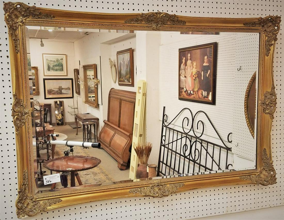 GILT FRAMED BEVELLED MIRROR, 35" X 54" (1 of 2)