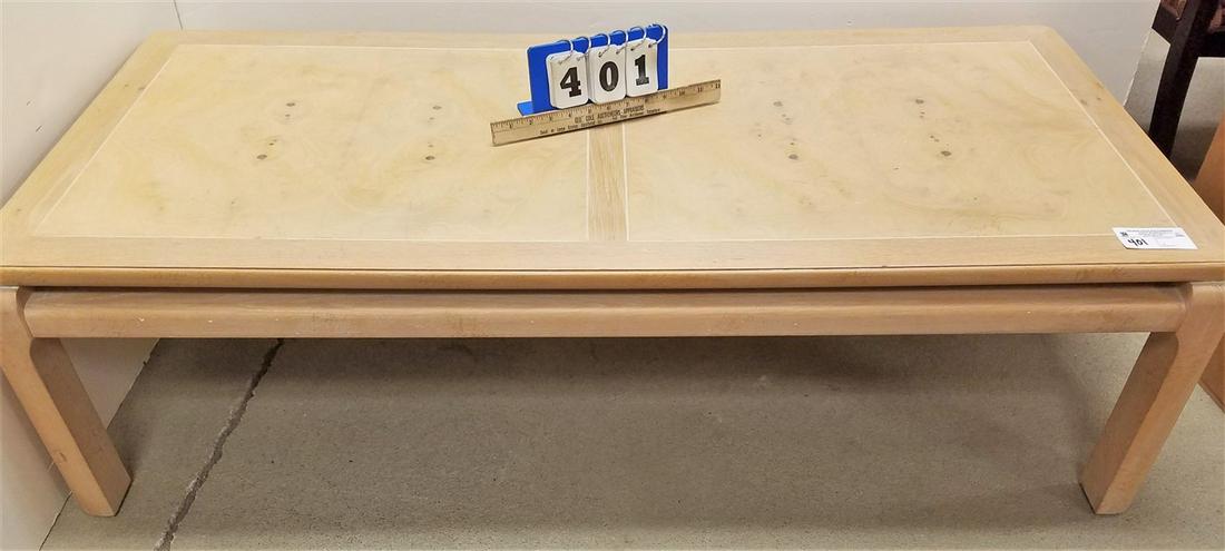 LANE PICKLED OAK + BURL WALNUT COFFEE TABLE, 15.5"H X (1 of 3)