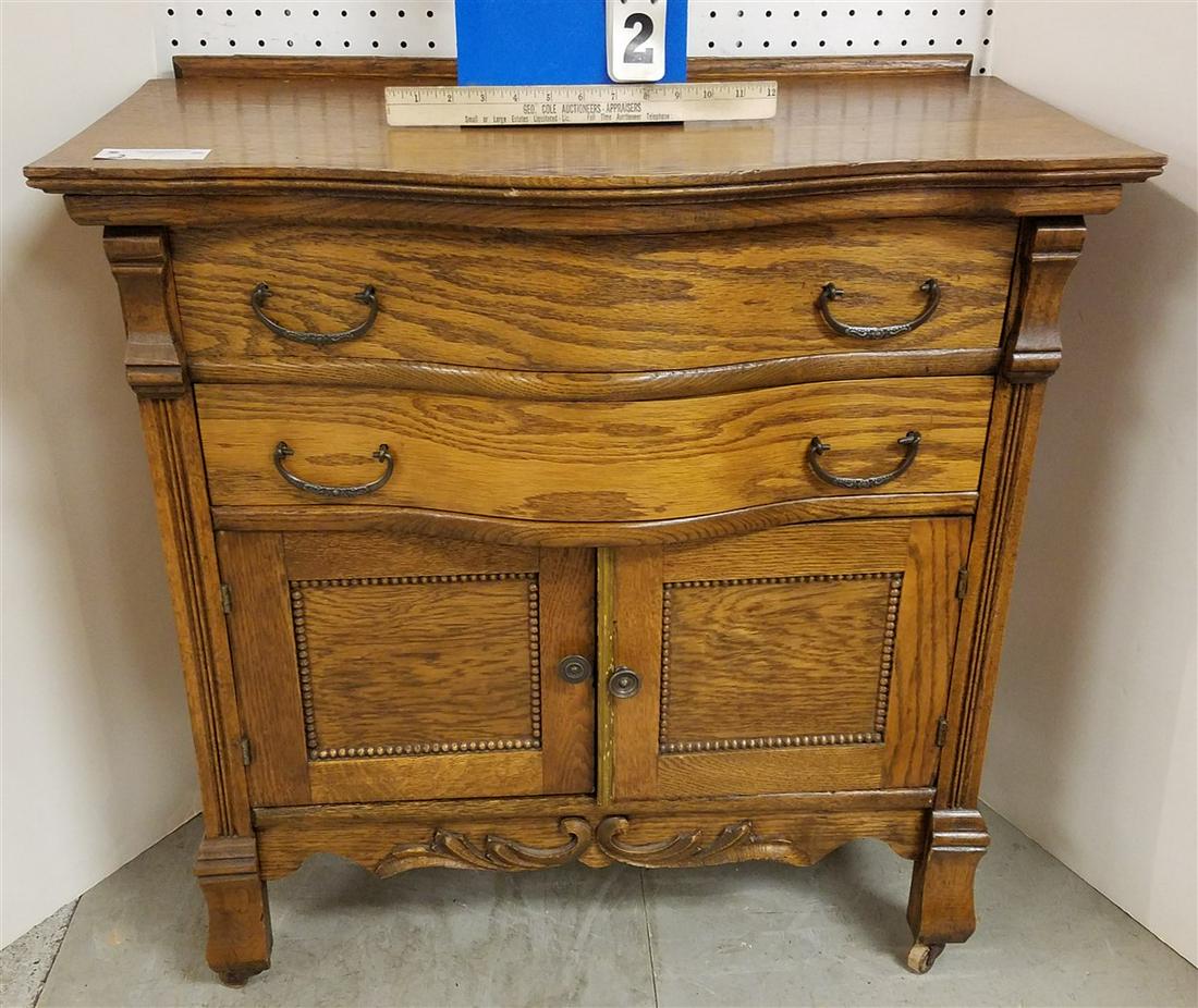 OAK WASH STAND, 32"H X 30"W X 16.5"D (1 of 2)