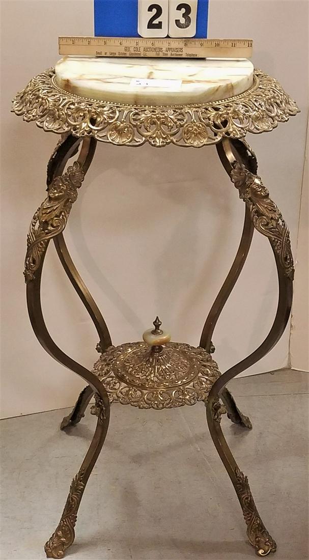 VICT. BRASS STAND W/ ALABASTER TOP, 31.5"H X 17.5" (1 of 4)