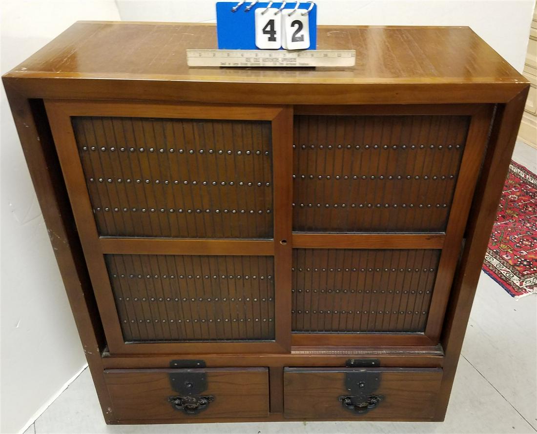 CHINESE 4 DOOR/4 DRAWER DOUBLE SIDED CABINET, 36"H X (1 of 4)
