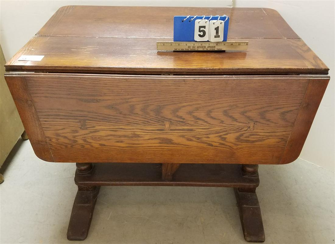 OAK DROP LEAF TABLE, 28.25"H X 39"W X 12"D, CLOSED (1 of 5)