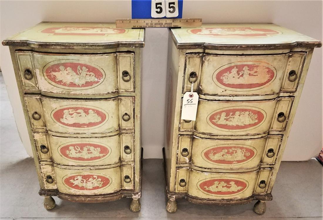 PR, c.1900 PTD. END STANDS, 27"H X 14.75"D 4 DRAWER + 1 (1 of 3)