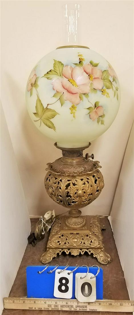 VICT. BRADLEY + HUBBARD BANQUET OIL LAMP, ELEC. 28.5" (1 of 3)