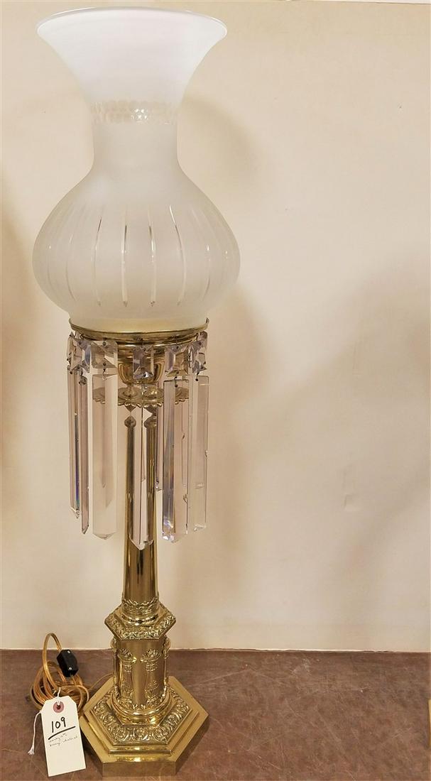 EARLY 19th c. BRONZE ASTRAL LAMP, 34.5"-ELEC. (1 of 1)