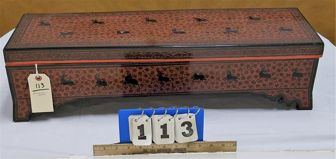 BURMESE BIBLE IN LACQUERED BOX, 7.25"H X 27.75"W X (1 of 4)