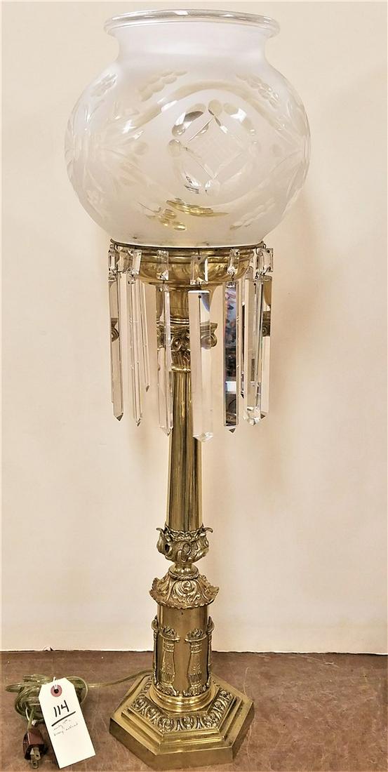 EARLY 19th c. BRONZE ASTRAL LAMP, 33" ELEC. (1 of 2)