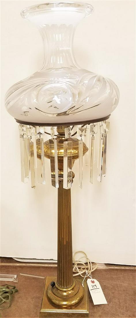 EARLY 19TH C BRONZE ASTRAL LAMP 34" ELEC (1 of 1)