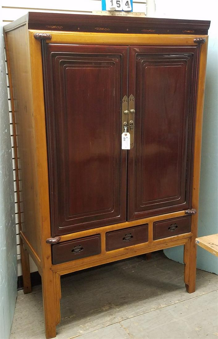 CHINESE 2 DOOR OVER 3 DRAWER CABINET, 70"H X 43"W X (1 of 2)