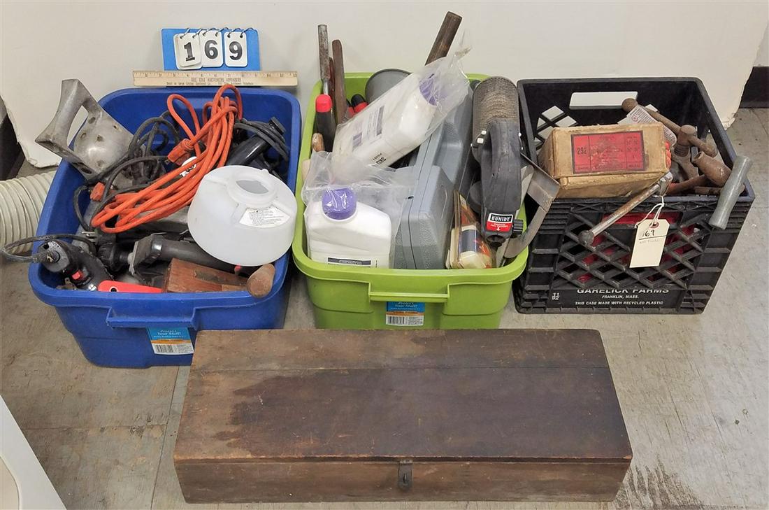 LOT 3 TUBS TOOLS, POWER TOOLS, HAND, ETC. (1 of 3)