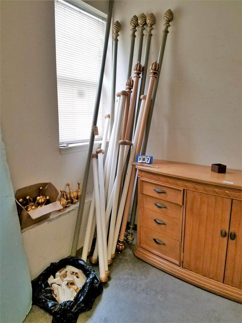 DRAPERY POLES, 5-8', 2-6'8", 6-5'9", 3-4'2", 1-10'2" +: DRAPERY POLES, 5-8', 2-6'8", 6-5'9", 3-4'2", 1-10'2" + EXTRA FINIALS + BRACKETS