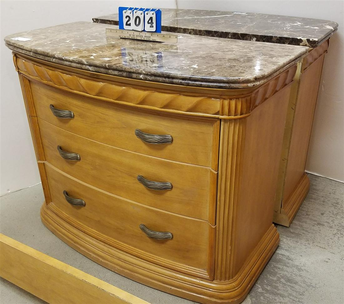 PR. BERNHARDT OAK MARBLE TOP 3 DRAWER CHESTS, 33.5"H X (1 of 5)