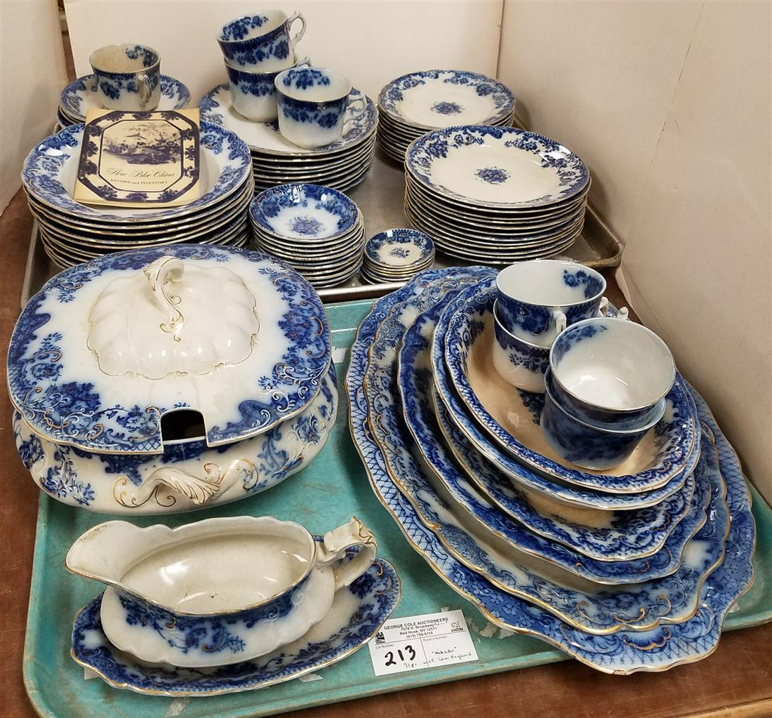 2 TRAYS 91PC. W+E CORN ENGLAND, "MIKADO" FLOW BLUE (1 of 5)