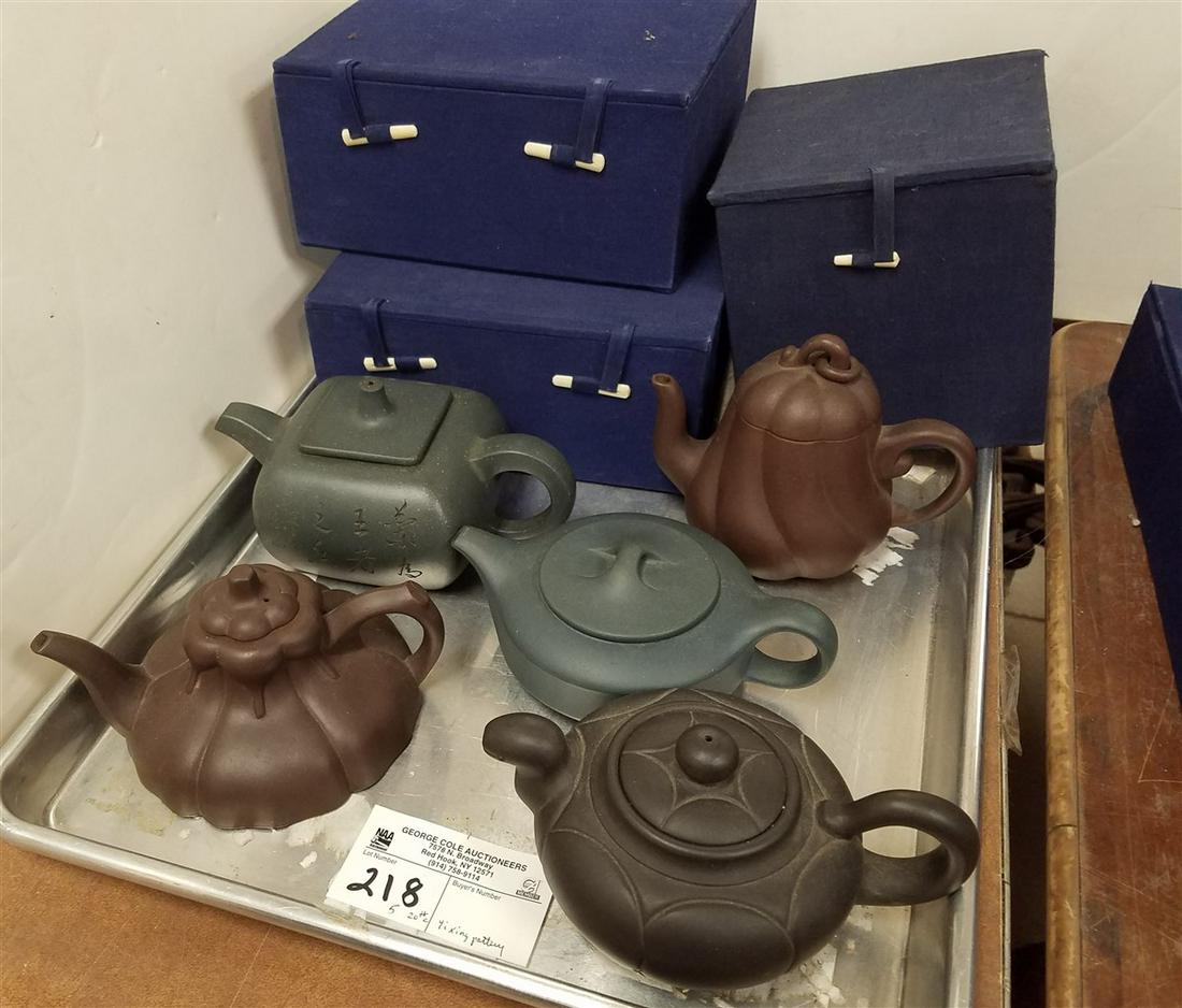 TRAY 20th c. YI XING POTTERY TEA POTS (1 of 17)