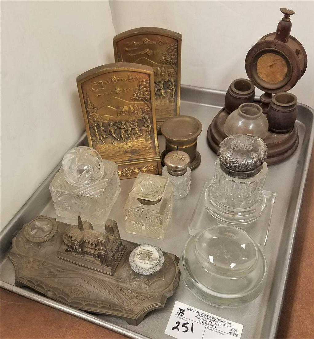 TRAY INK WELLS, DESK ITEMS, BOOKENDS (1 of 2)