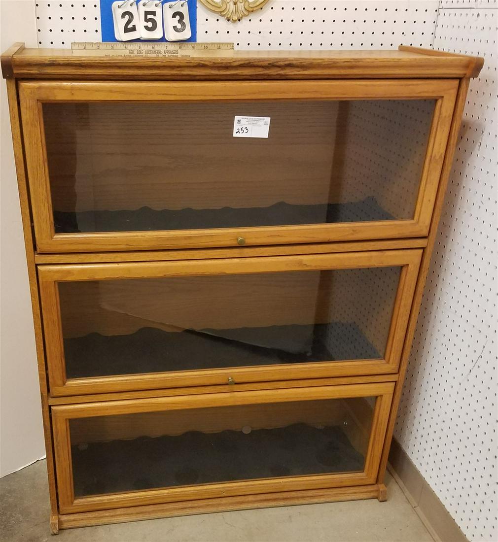 OAK 3 DOOR BOOKCASE 45"H X 36" X 13"D (1 of 2)