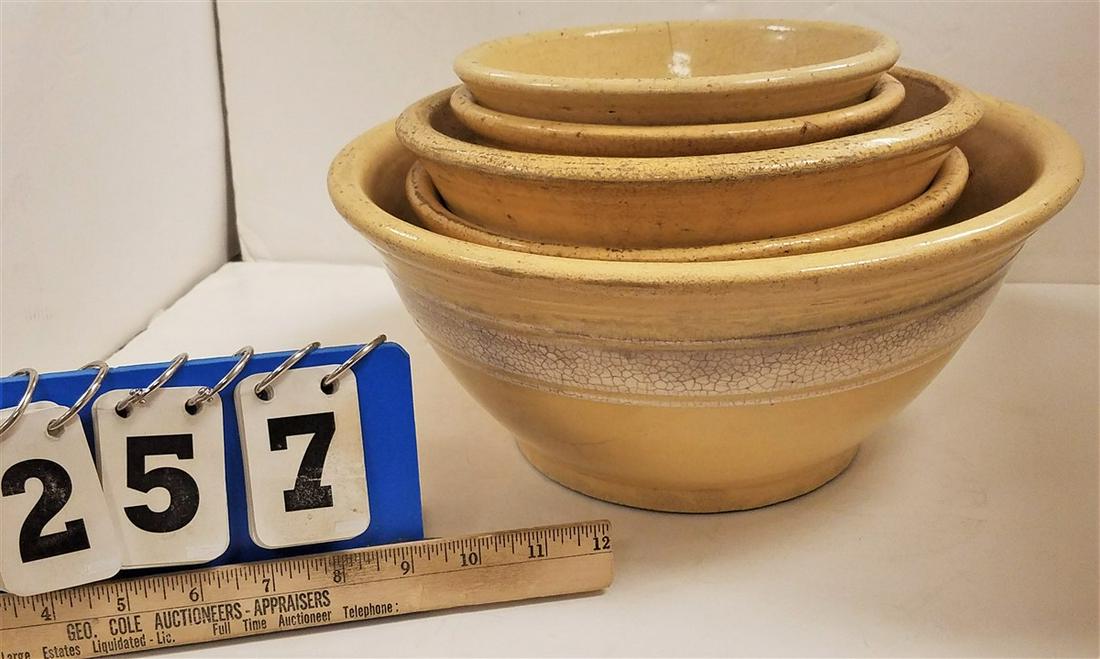 NEST 5 GRADUATED SIZE YELLOW WARE BOWLS (1 of 2)