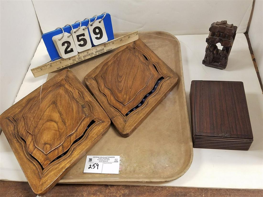 TRAY CHINESE ROSEWOOD MAKEUP BX, PR FRAMED COBALT CUT (1 of 5)