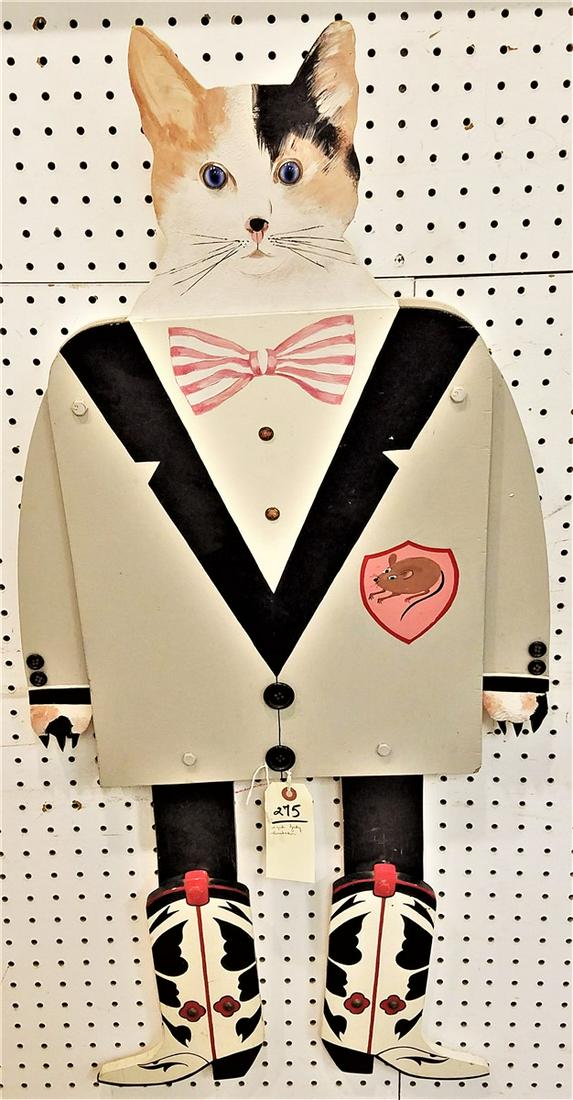 FOLK ART SAINTED CAT "ASHLEY" SGND JUDY BRUBAKER 39"H: FOLK ART SAINTED CAT "ASHLEY" SGND JUDY BRUBAKER 39"H