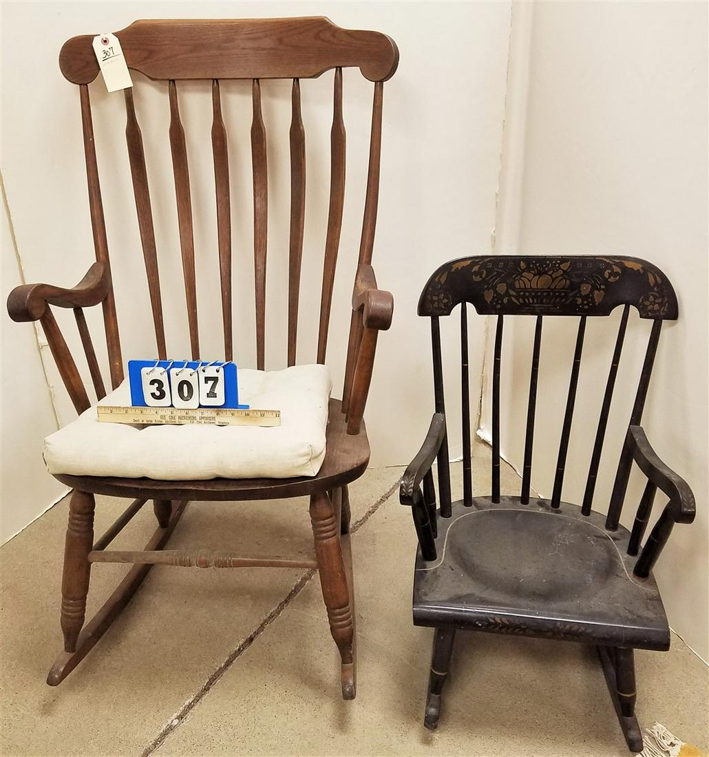 BENT BROS. OAK ROCKER + NICHOLAS-STONE CHILD'S ROCKER (1 of 1)